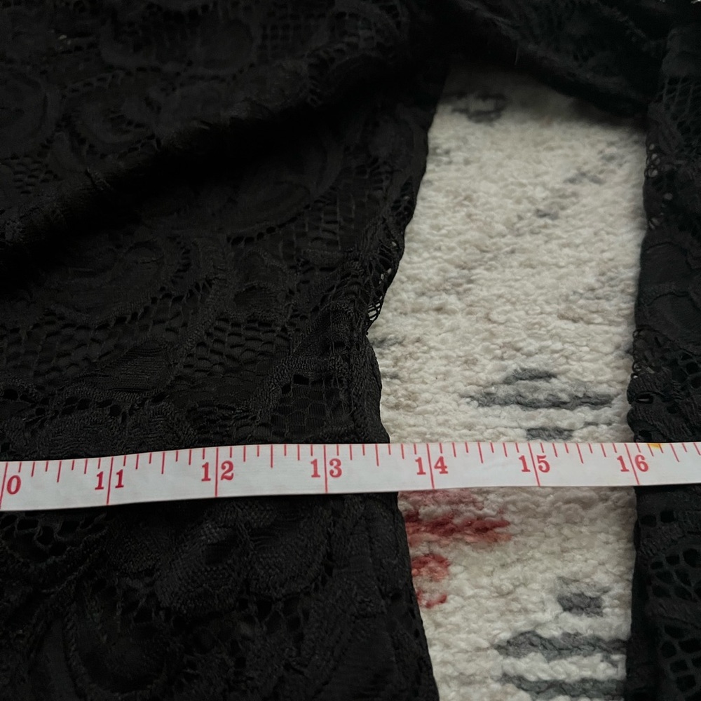 Sz L Classic Black Lace Dress 3/4 Sleeve Chic party Night Out - Picture 4 of 6